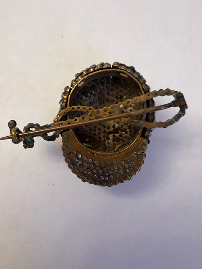Antique Rare Victorian Cut Steel Jockey Cap Brooch