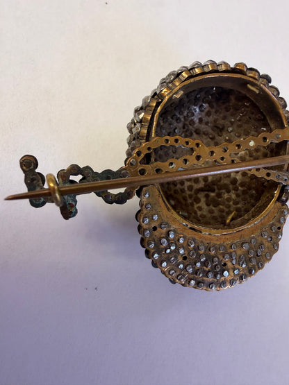 Antique Rare Victorian Cut Steel Jockey Cap Brooch