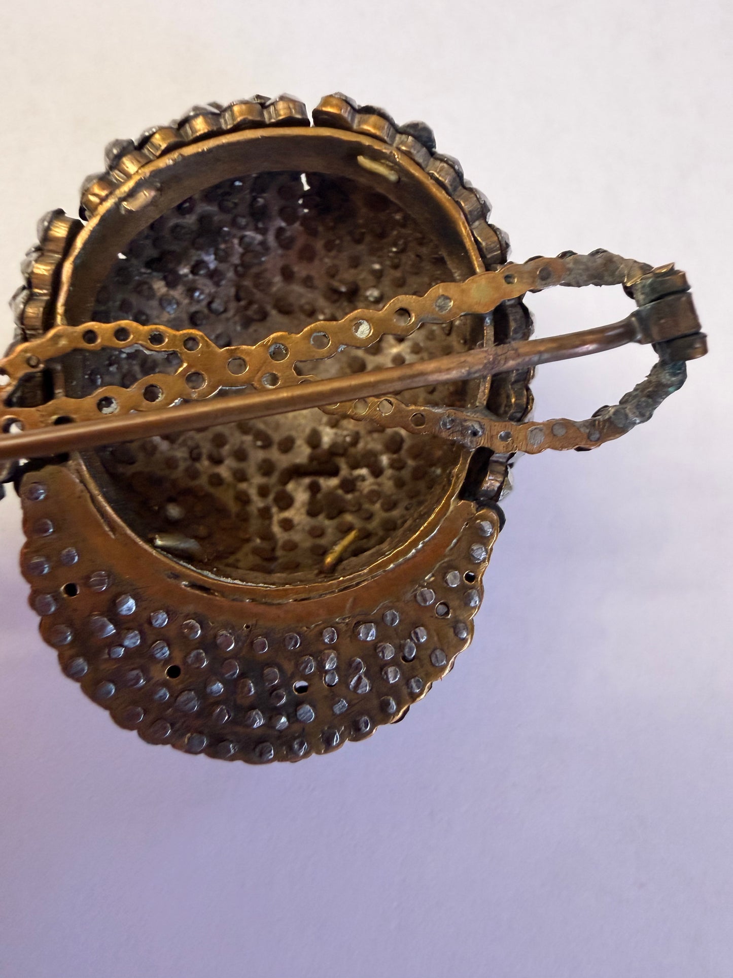 Antique Rare Victorian Cut Steel Jockey Cap Brooch