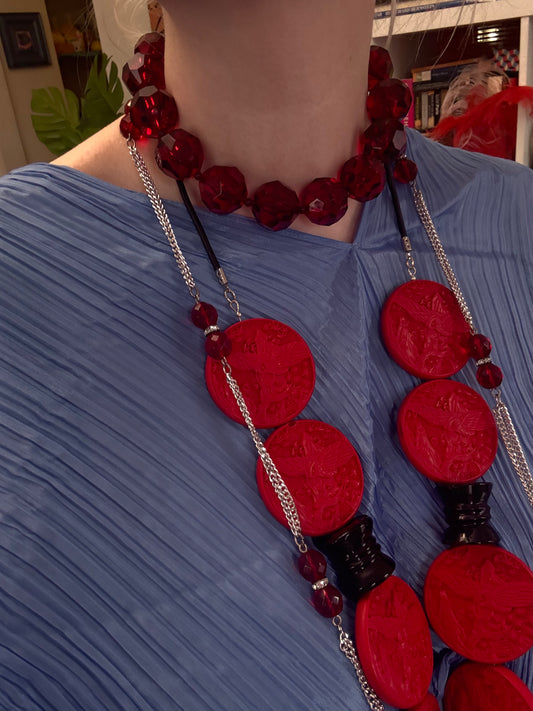 Iris Apfel's Cherry Pie Jumbo Chunky Choker Necklace