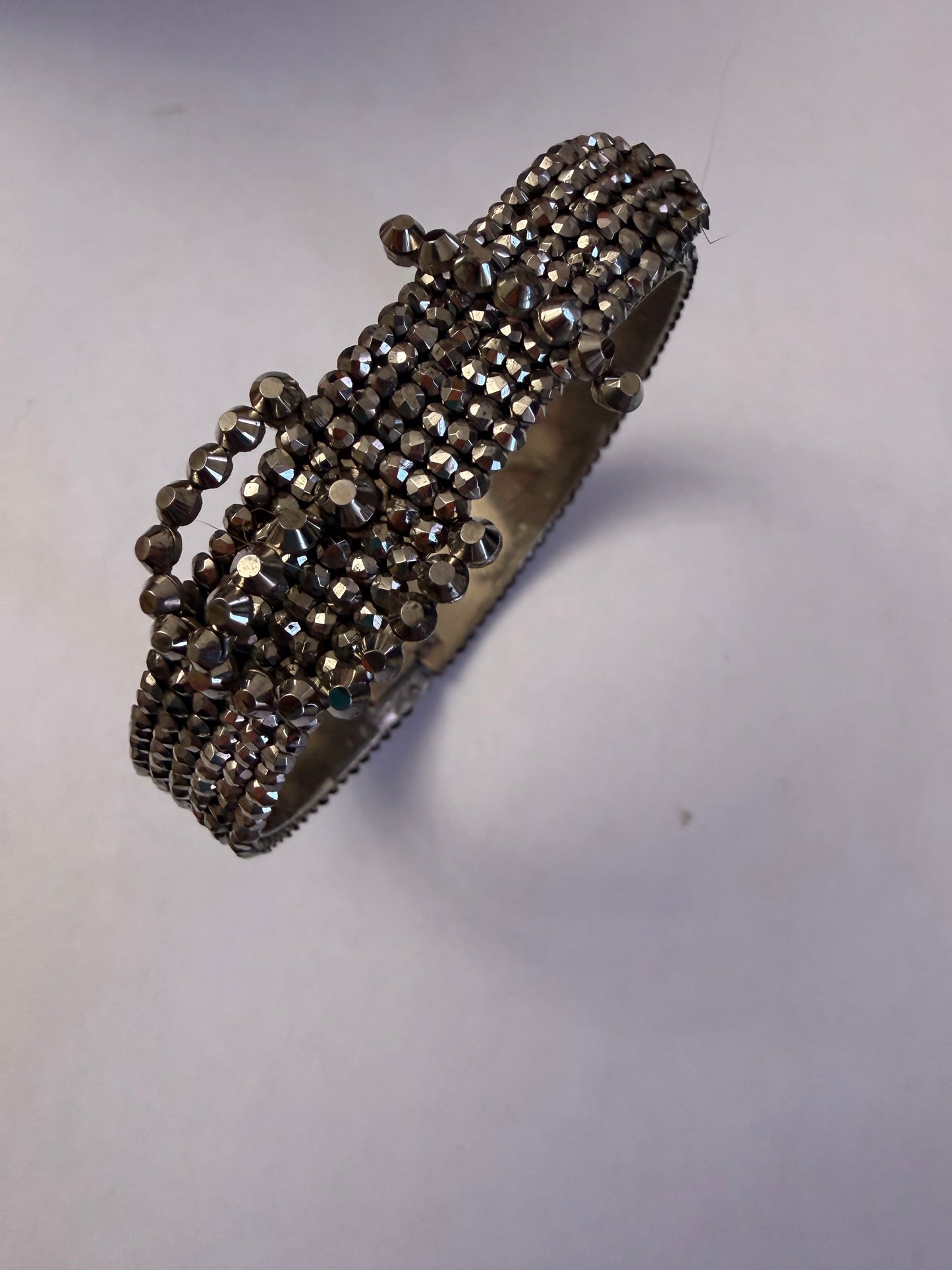 Antique Victorian Cut Steel Buckle Bracelet Bangle