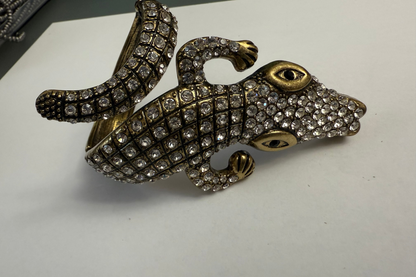 Iris Apfel's Vintage Documented Monumental Alligator Bracelet
