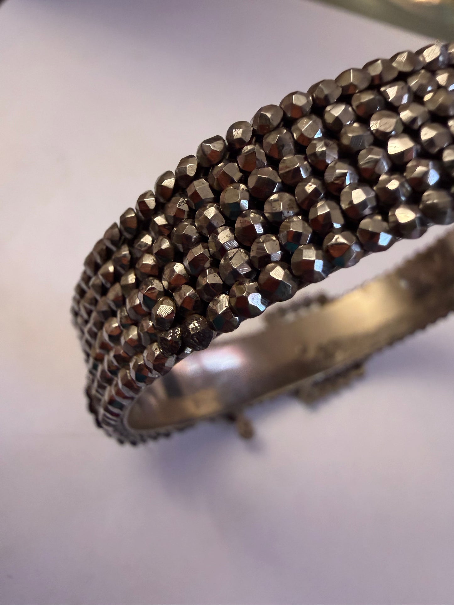 Antique Victorian Cut Steel Buckle Bracelet Bangle