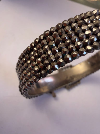 Antique Victorian Cut Steel Buckle Bracelet Bangle