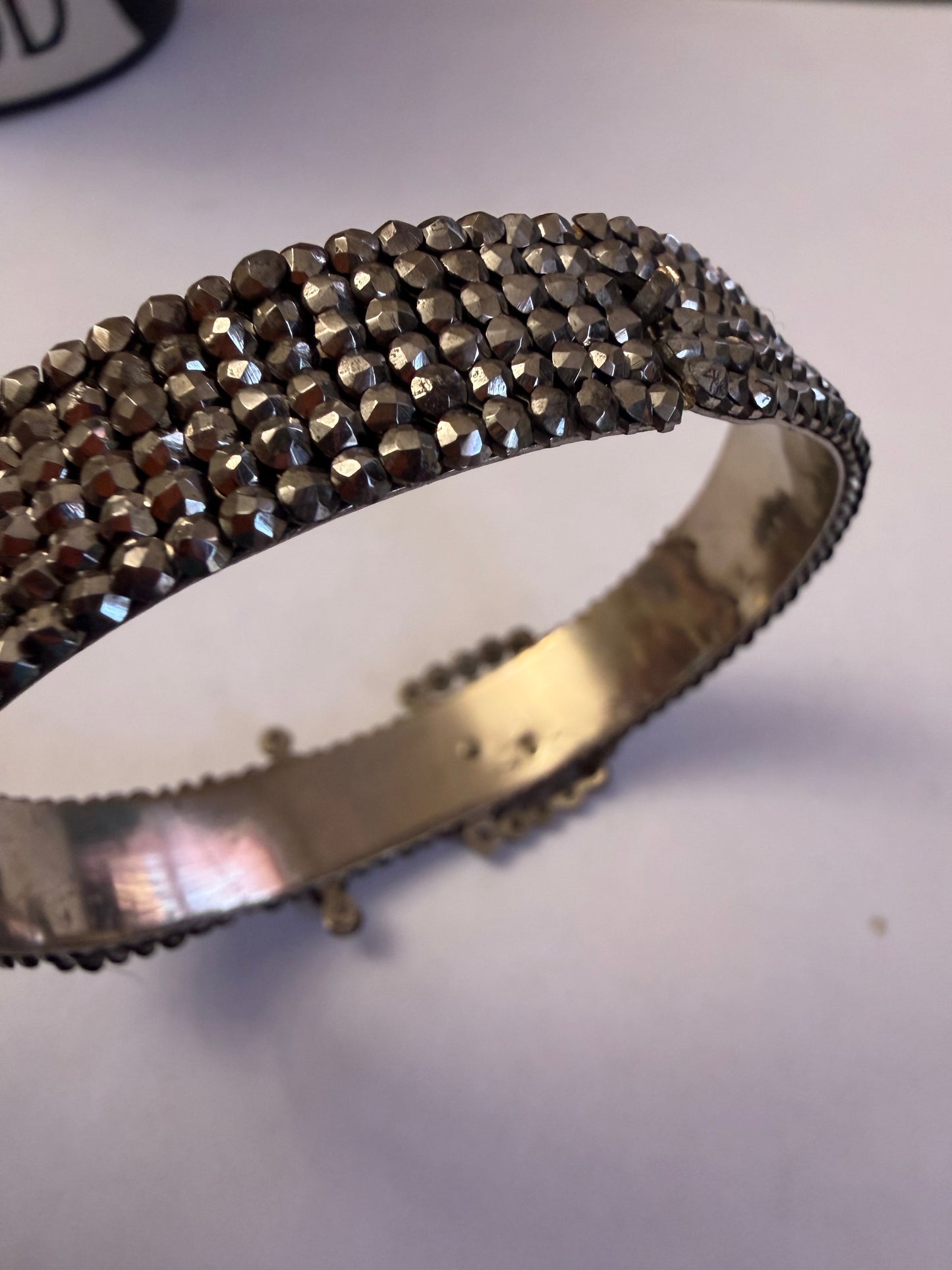 Antique Victorian Cut Steel Buckle Bracelet Bangle