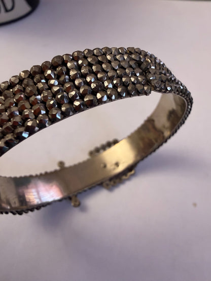 Antique Victorian Cut Steel Buckle Bracelet Bangle