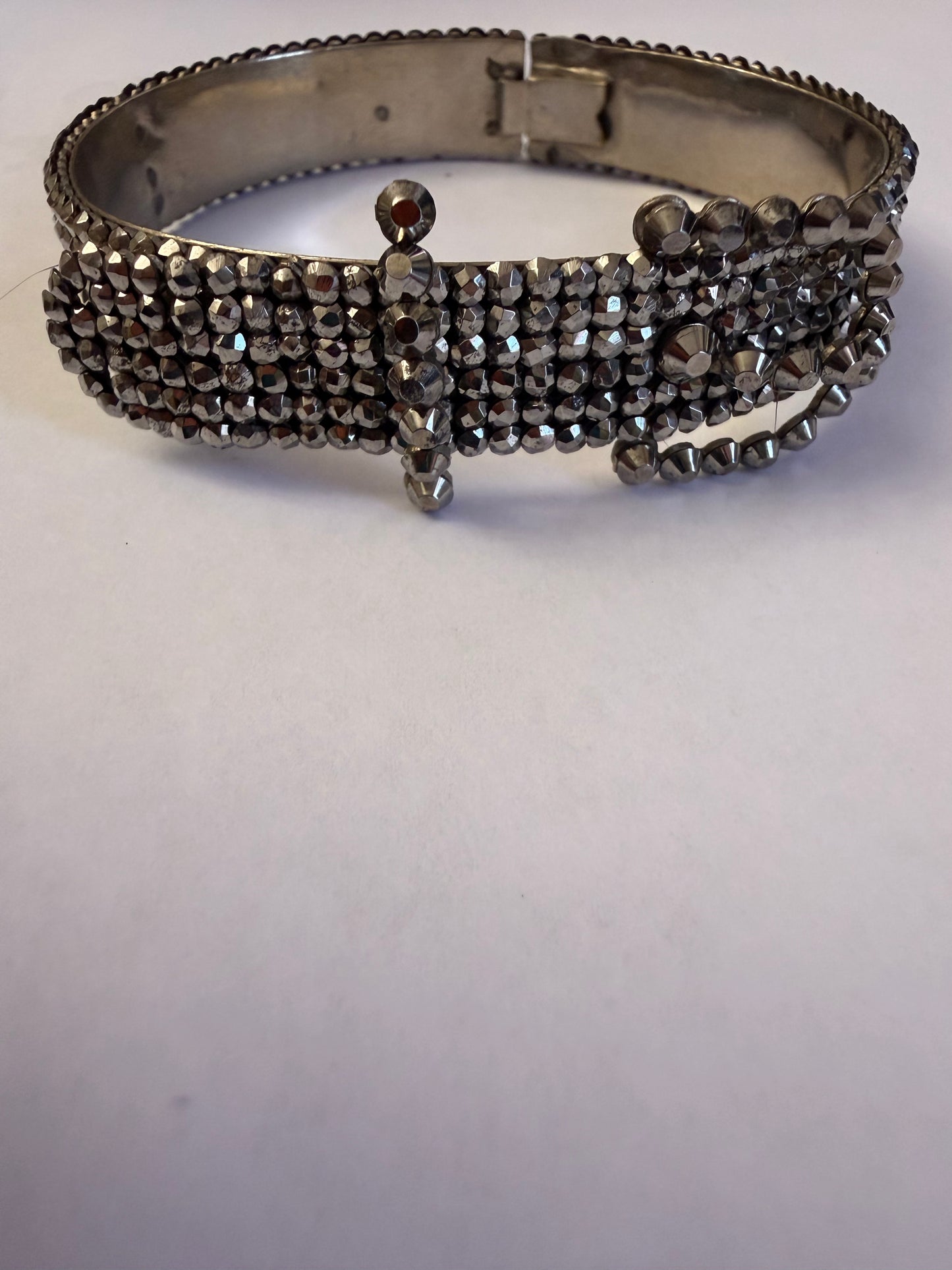 Antique Victorian Cut Steel Buckle Bracelet Bangle