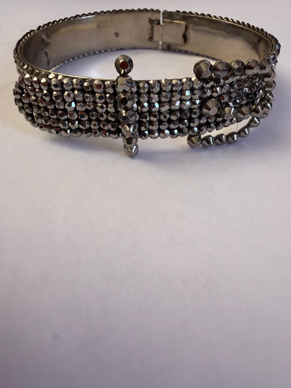 Antique Victorian Cut Steel Buckle Bracelet Bangle