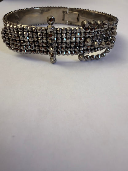 Antique Victorian Cut Steel Buckle Bracelet Bangle