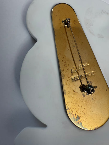 Iris Apfel's Documented Bernardaud 22K Gold & Porcelain Owl Brooch