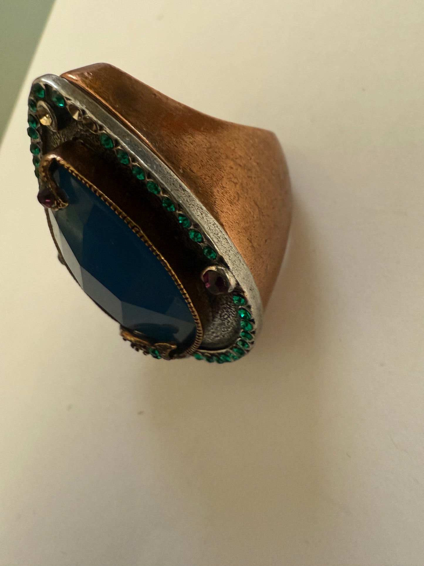Iris Apfel's Vintage Chunky Oversized Blue Rhinestone Ring