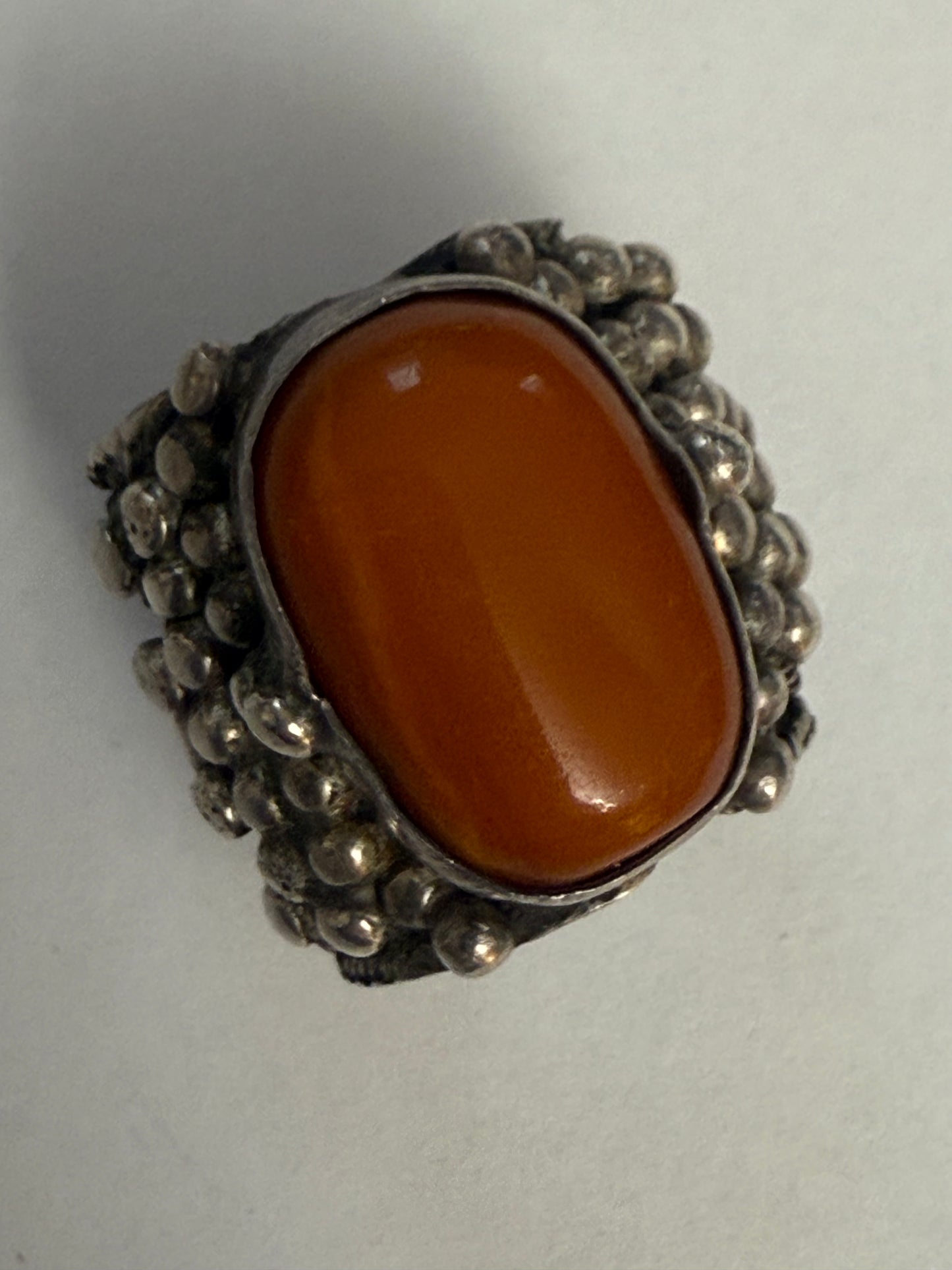 Iris Apfel's Highly Documented Vintage Silver Tibetan Amber Ring