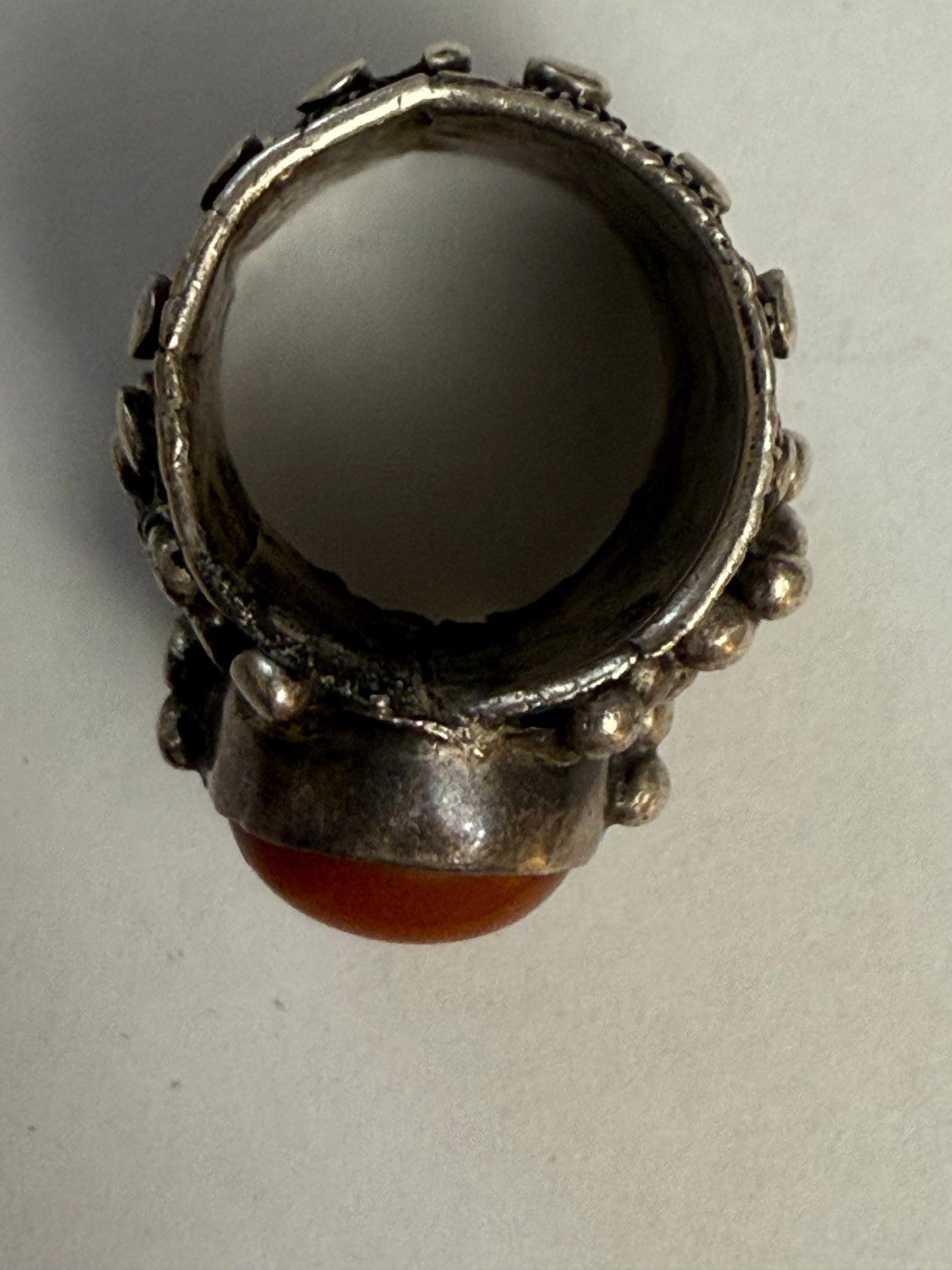 Iris Apfel's Highly Documented Vintage Silver Tibetan Amber Ring