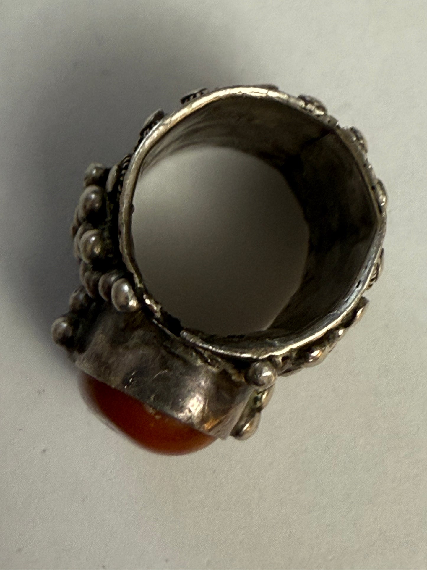 Iris Apfel's Highly Documented Vintage Silver Tibetan Amber Ring