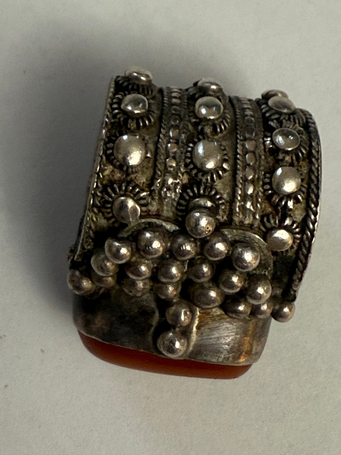 Iris Apfel's Highly Documented Vintage Silver Tibetan Amber Ring
