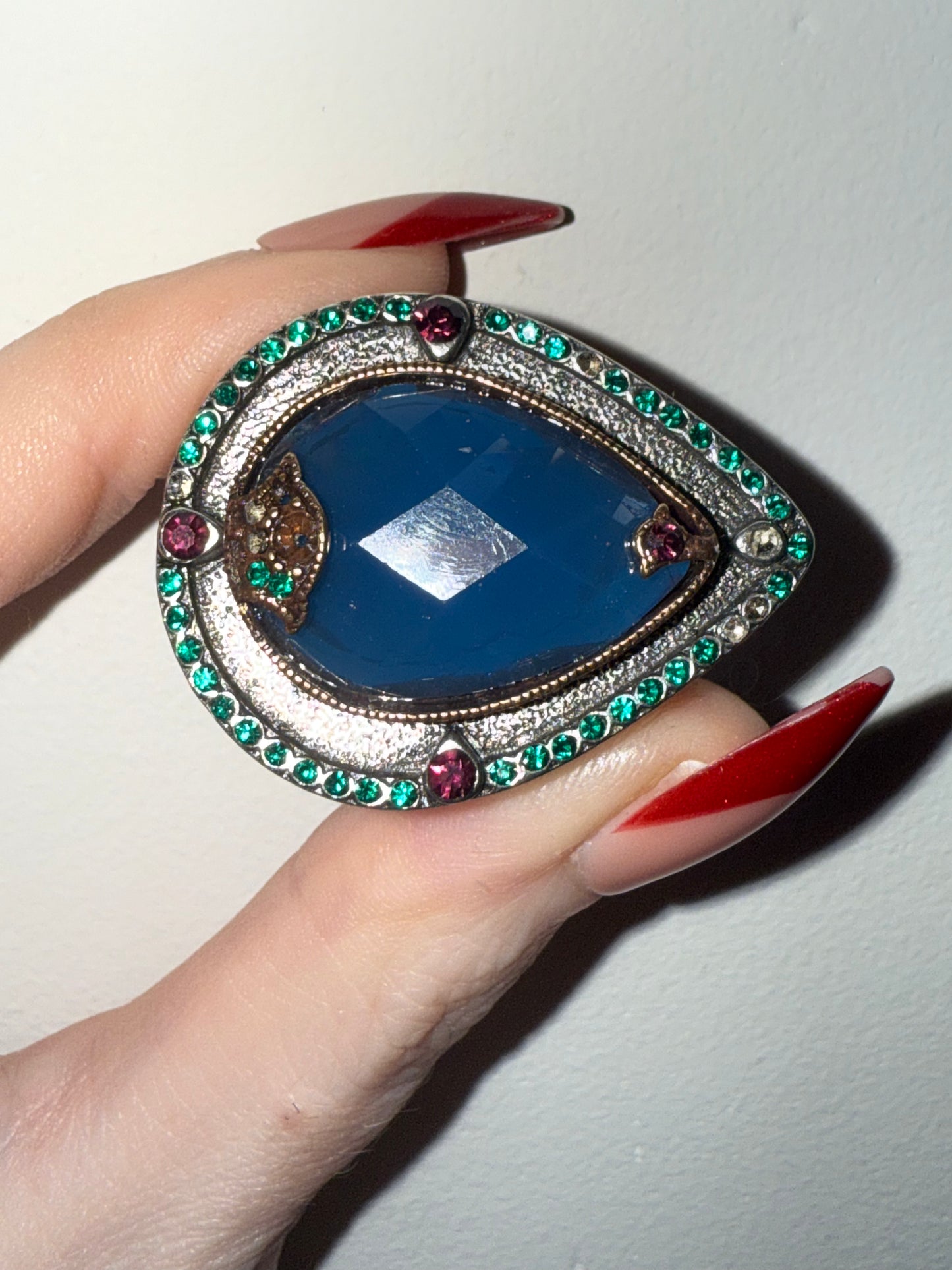 Iris Apfel's Vintage Chunky Oversized Blue Rhinestone Ring