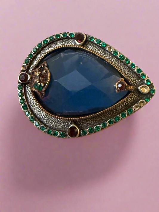 Iris Apfel's Vintage Chunky Oversized Blue Rhinestone Ring