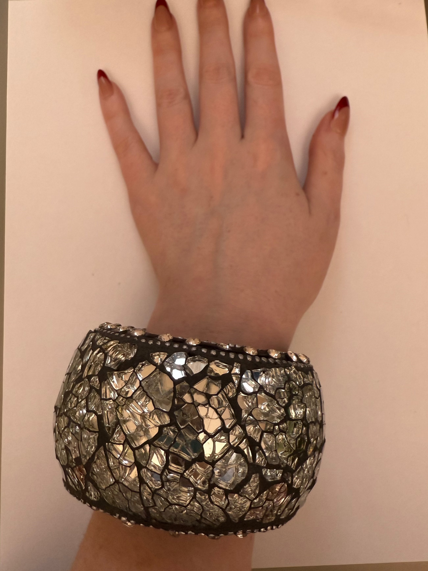 Iris Apfel's Highly Documented Vintage Massive Mirrored Ebony Bangle