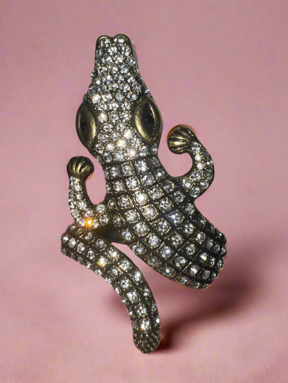Iris Apfel's Vintage Documented Monumental Alligator Bracelet