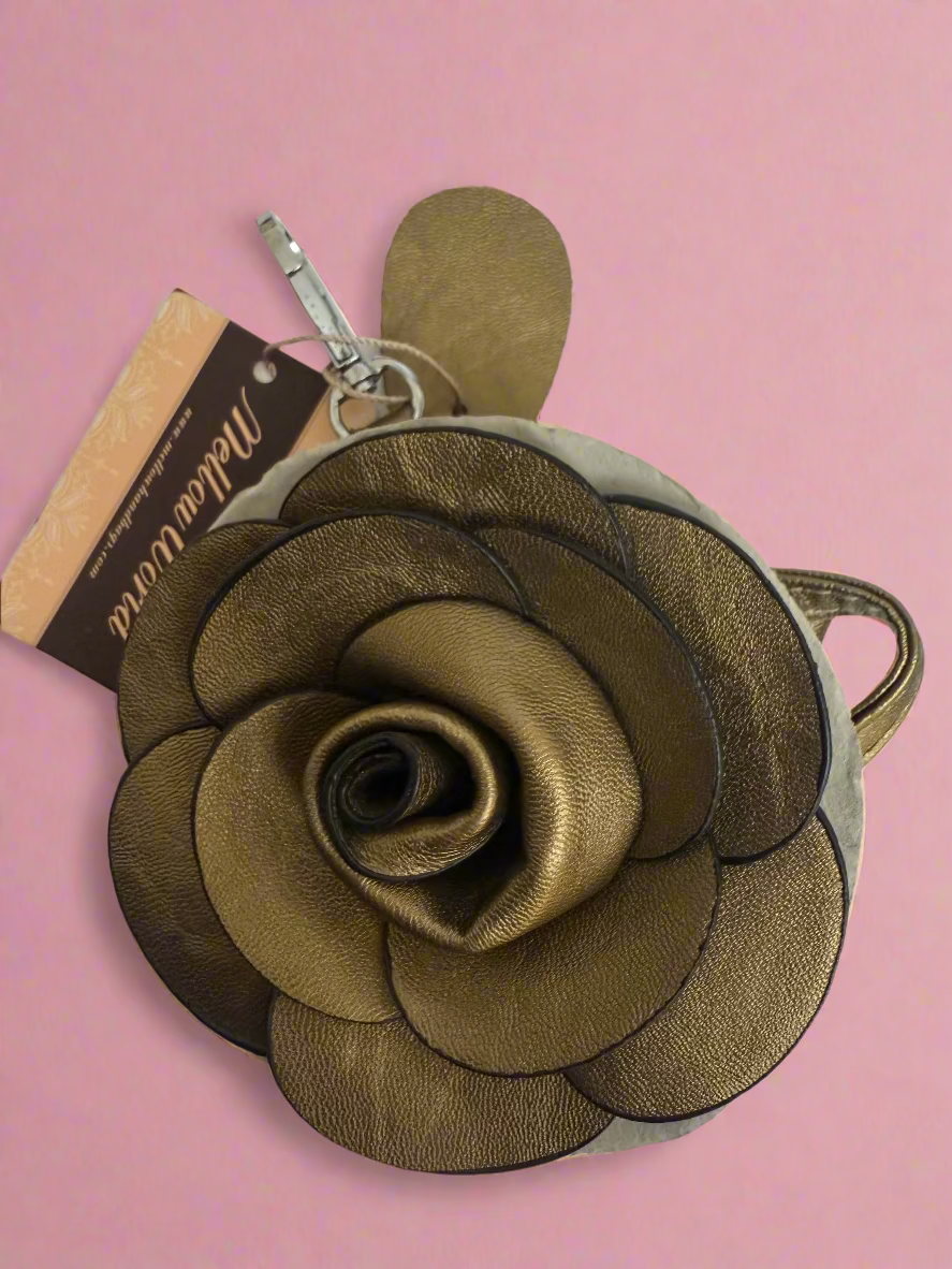 Iris Apfel's Vintage Gold Rose Coin Mini Purse Bag Charm