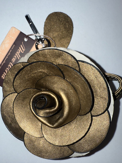 Iris Apfel's Vintage Gold Rose Coin Mini Purse Bag Charm