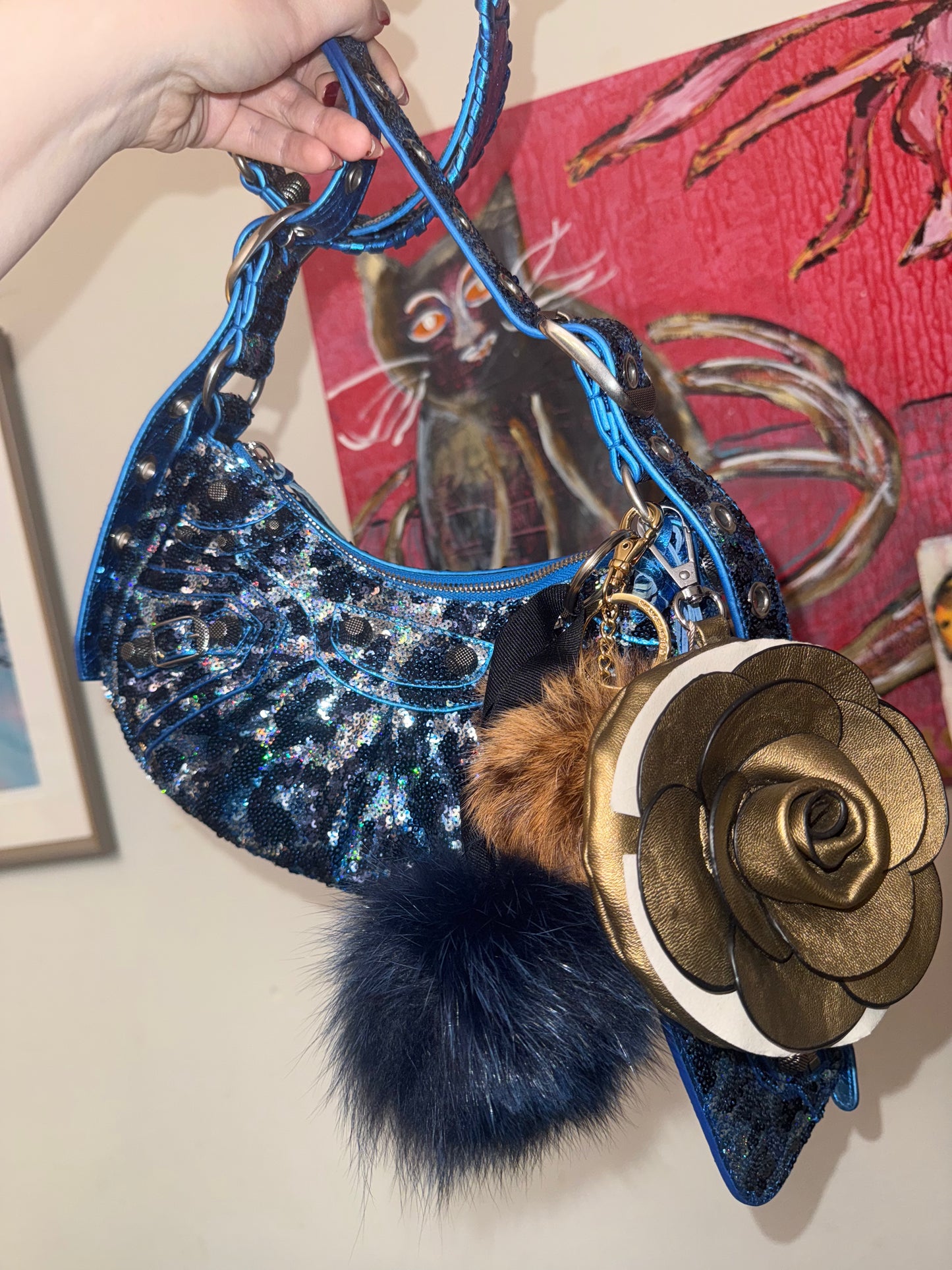 Iris Apfel's Vintage Pologeorgis Fur Puffs Bag Charm