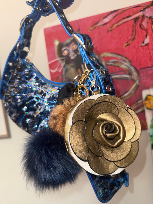 Iris Apfel's Vintage Gold Rose Coin Mini Purse Bag Charm
