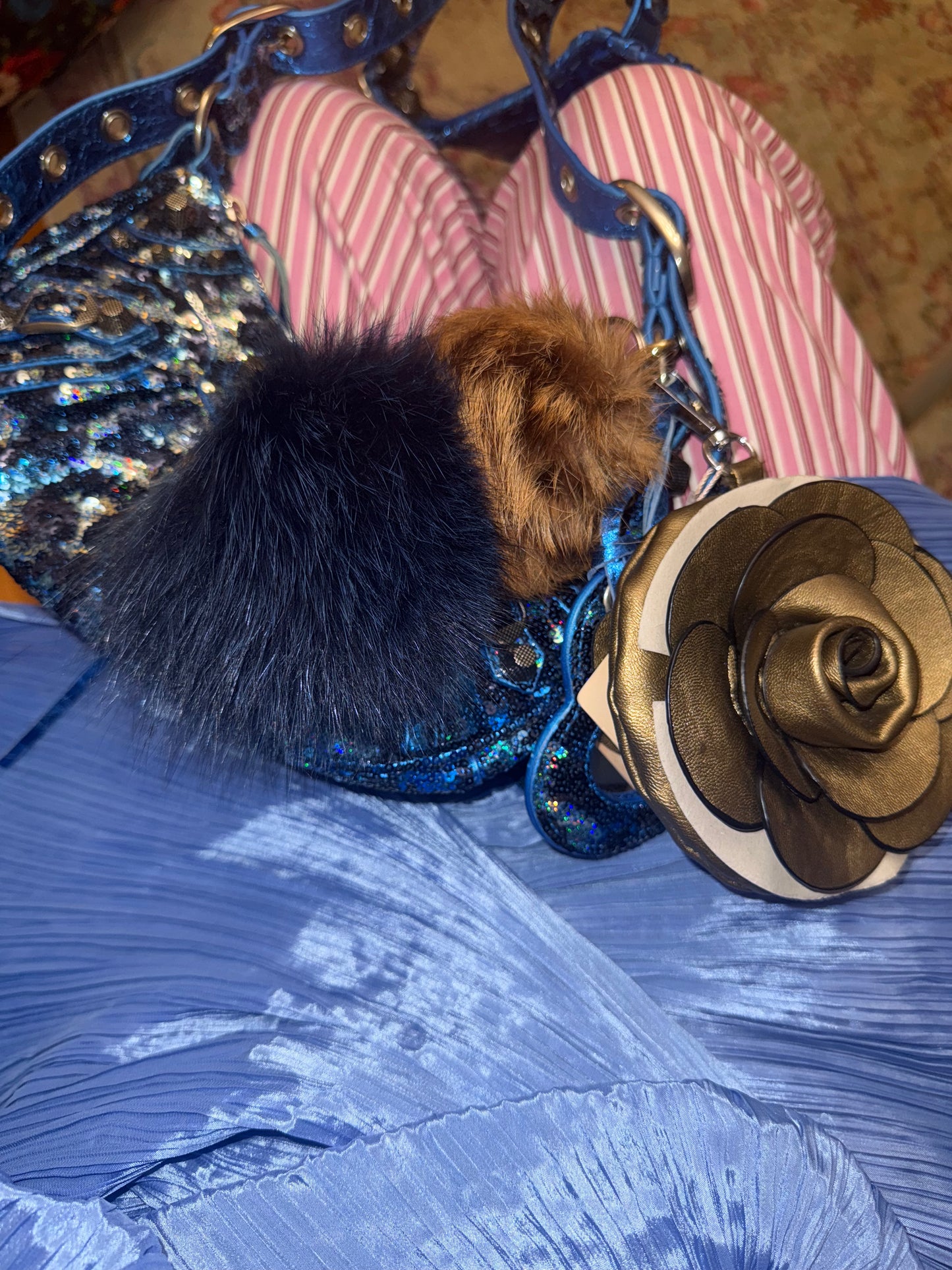 Iris Apfel's Vintage Gold Rose Coin Mini Purse Bag Charm