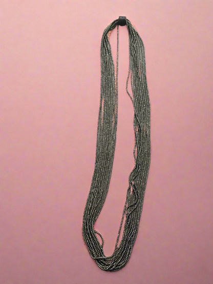 Iris Apfel's Vintage Dark Gray Jianhui London Extra Long Wood Beaded Necklace