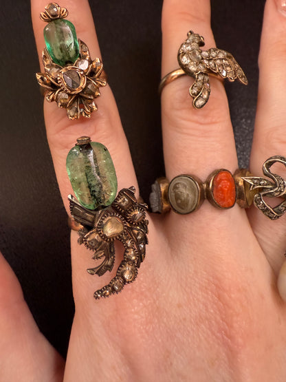 Iris Apfel's Antique Gold Chunky Emerald & Diamond Ring