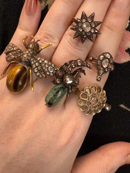 Iris Apfel's Antique Gold Chunky Emerald & Diamond Ring