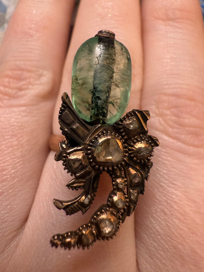 Iris Apfel's Antique Gold Chunky Emerald & Diamond Ring