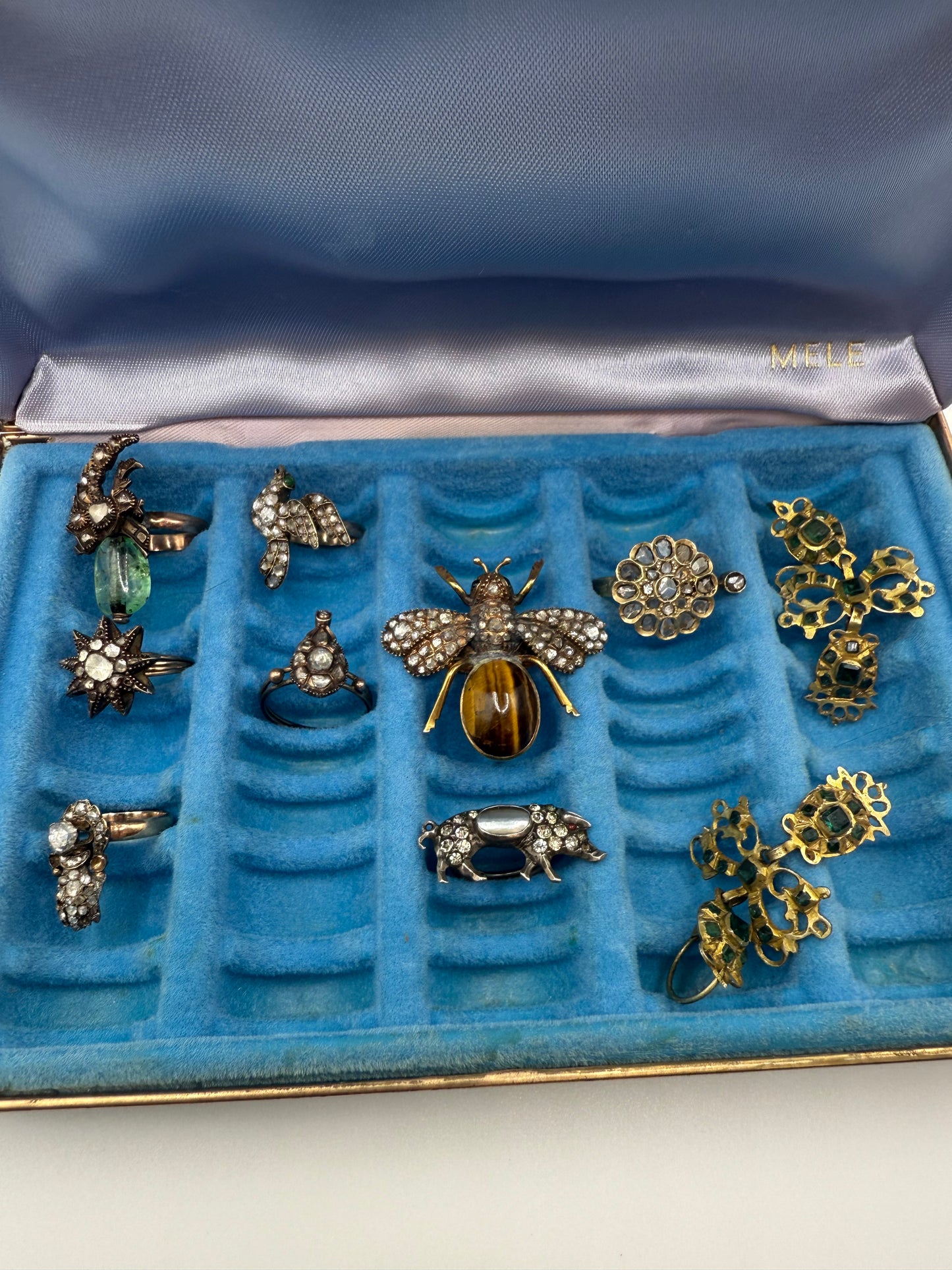 Iris Apfel's Antique 14K Gold Bug Diamond Tiger's Eye Ring
