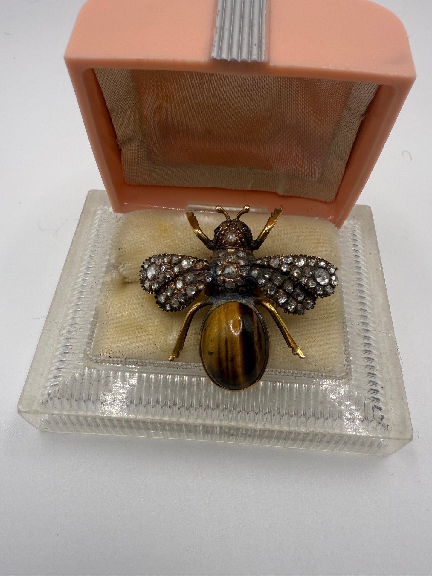 Iris Apfel's Antique 14K Gold Bug Diamond Tiger's Eye Ring