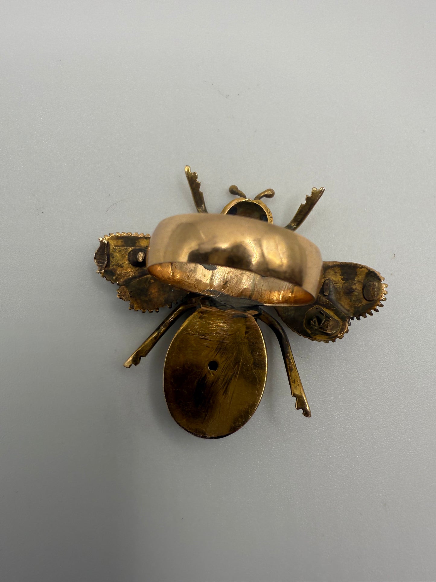 Iris Apfel's Antique 14K Gold Bug Diamond Tiger's Eye Ring