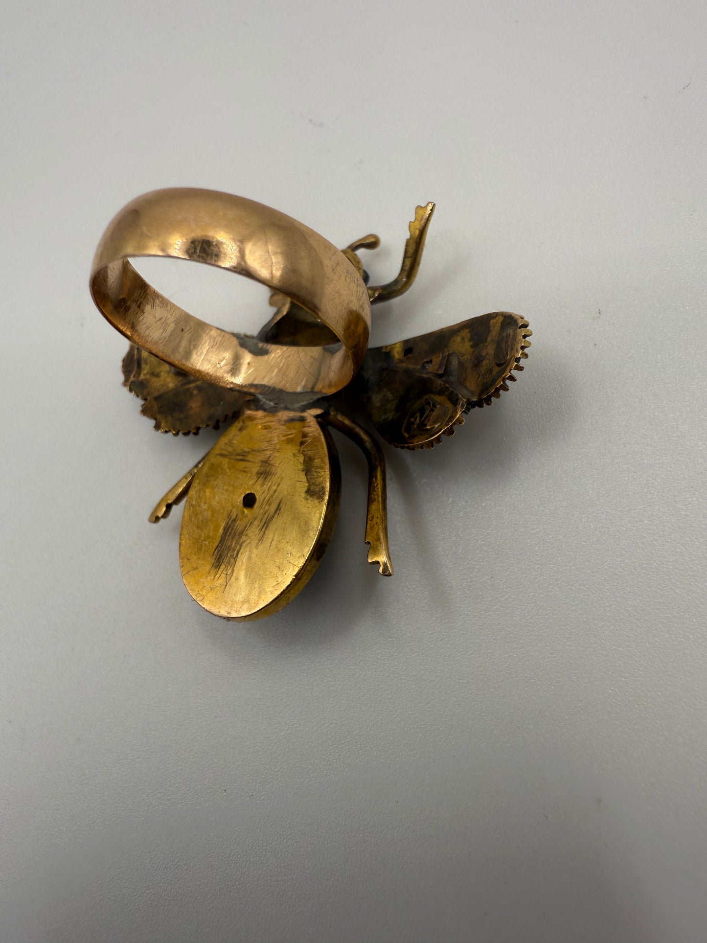 Iris Apfel's Antique 14K Gold Bug Diamond Tiger's Eye Ring