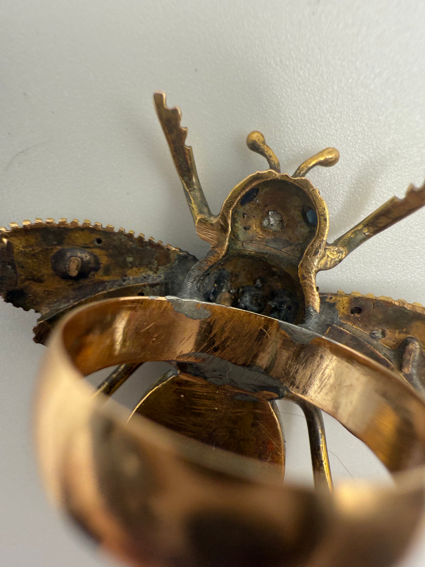 Iris Apfel's Antique 14K Gold Bug Diamond Tiger's Eye Ring