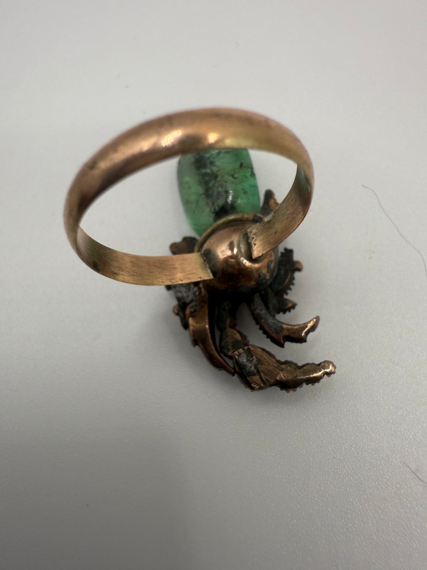 Iris Apfel's Antique Gold Chunky Emerald & Diamond Ring