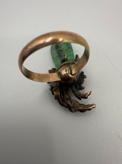 Iris Apfel's Antique Gold Chunky Emerald & Diamond Ring