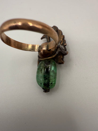 Iris Apfel's Antique Gold Chunky Emerald & Diamond Ring