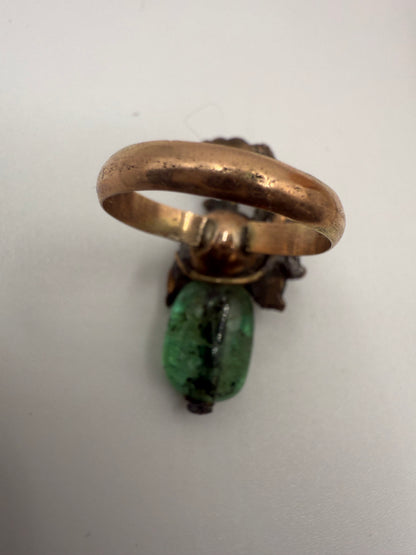 Iris Apfel's Antique Gold Chunky Emerald & Diamond Ring