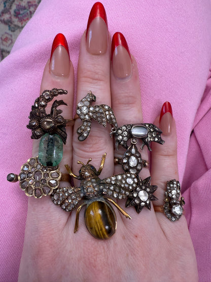 Iris Apfel's Antique 14K Diamond Hand Ring