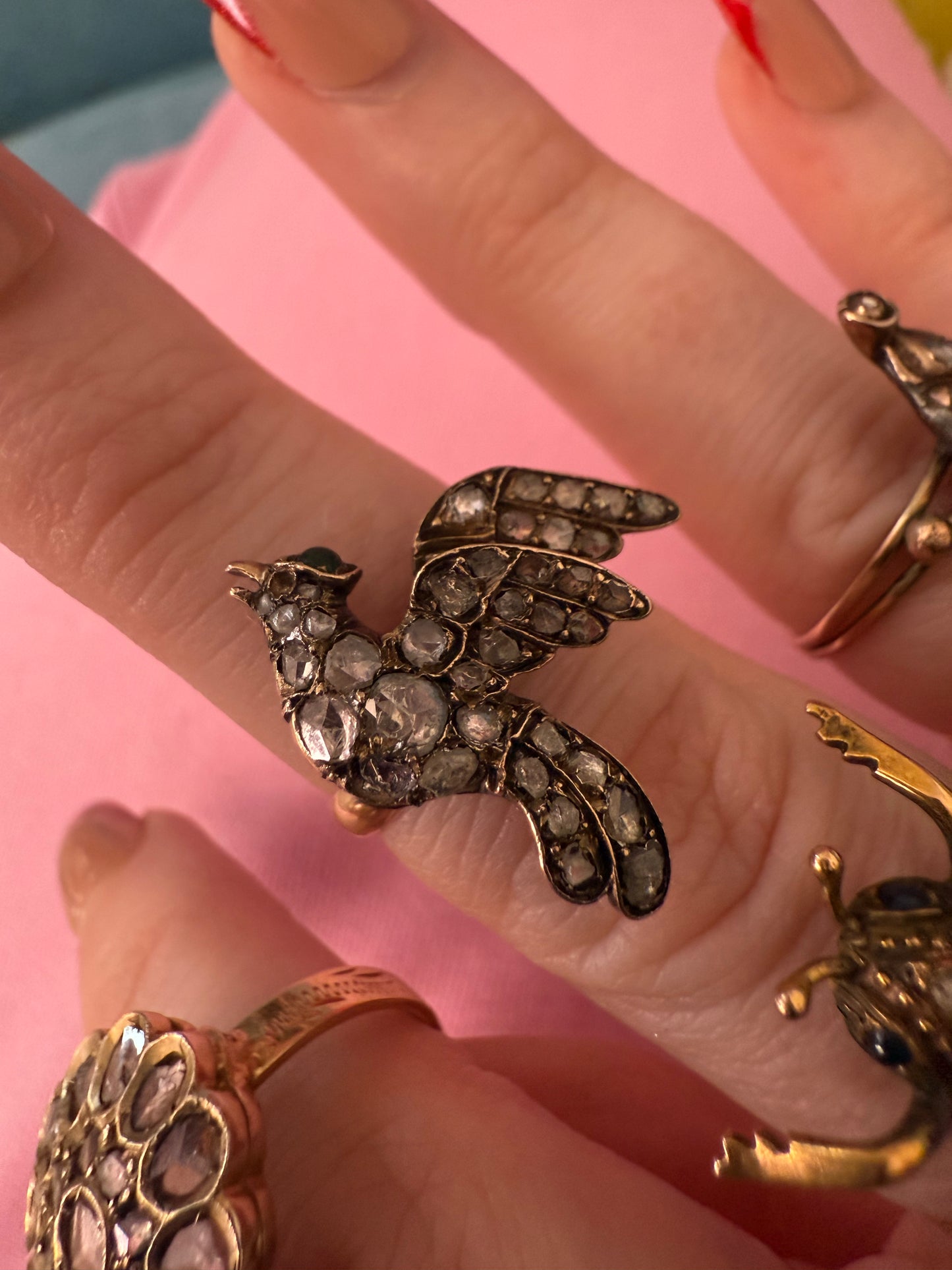 Iris Apfel's Antique Diamond Gold Bird Ring
