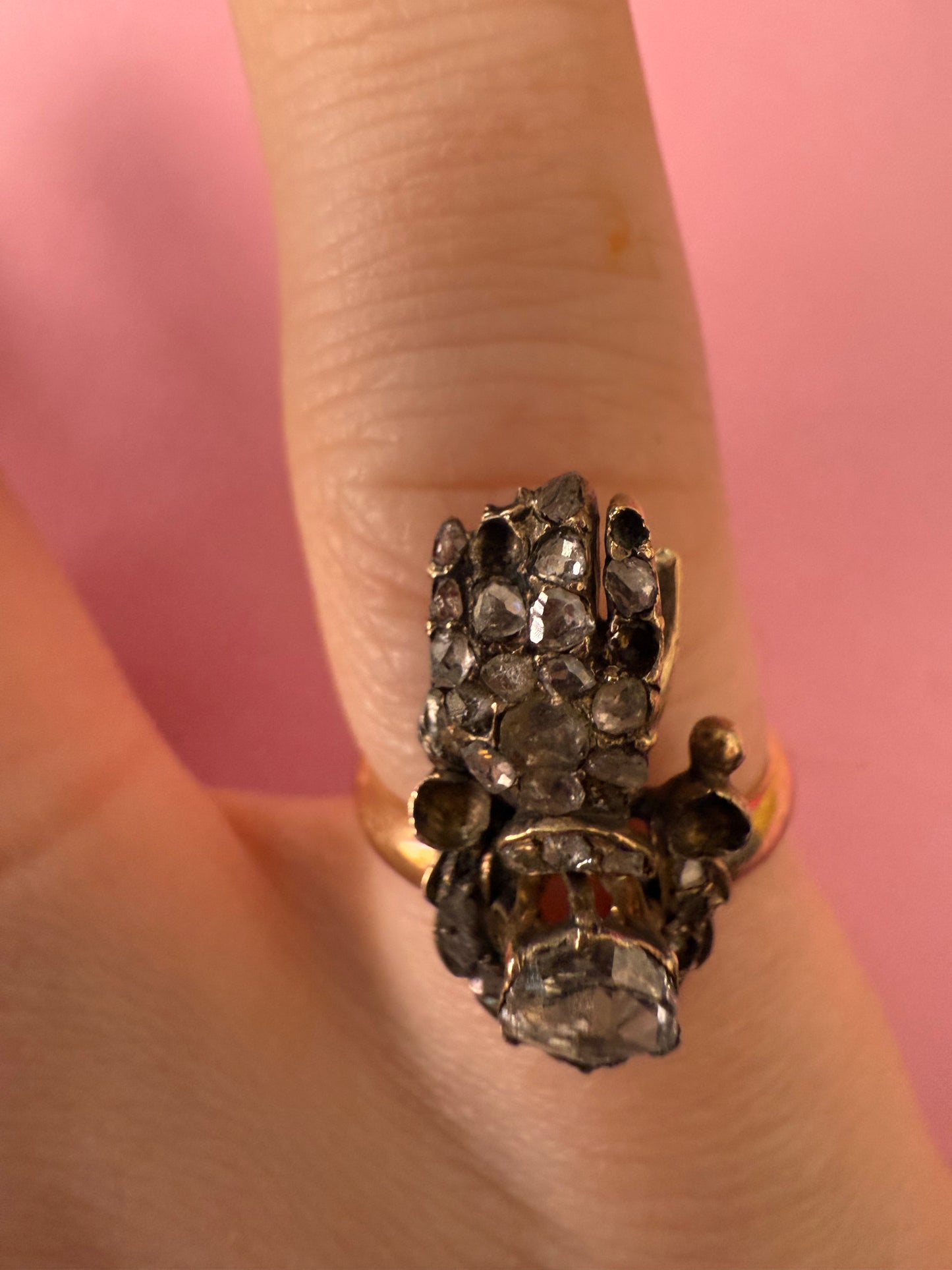 Iris Apfel's Antique 14K Diamond Hand Ring