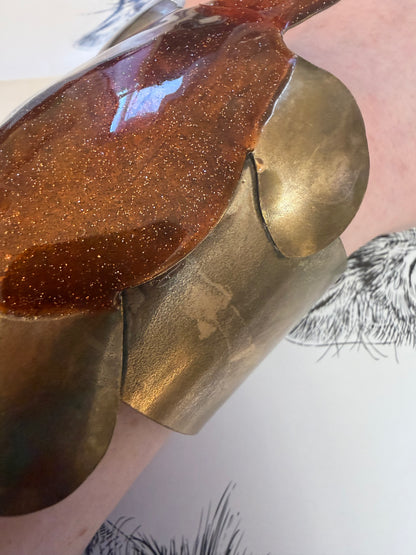 Vintage Rare Estelle Misbach Artisan Oversized Turtle Cuff Bracelet