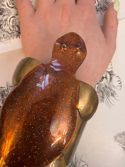 Vintage Rare Estelle Misbach Artisan Oversized Turtle Cuff Bracelet