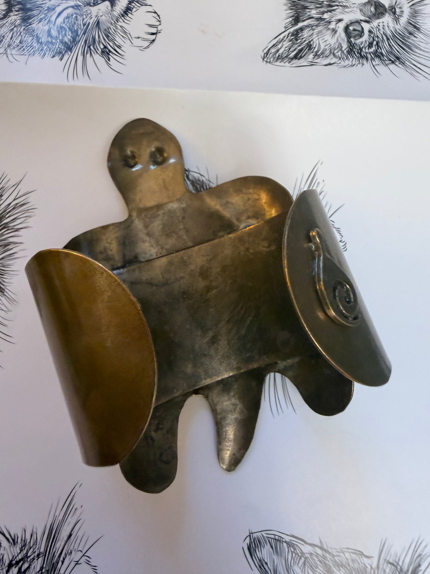 Vintage Rare Estelle Misbach Artisan Oversized Turtle Cuff Bracelet