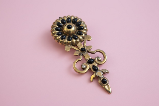 Vintage Oversized Charlie Laure Paris Golden Rococo Daisy Brooch