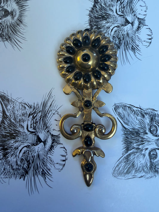 Vintage Oversized Charlie Laure Paris Golden Rococo Daisy Brooch