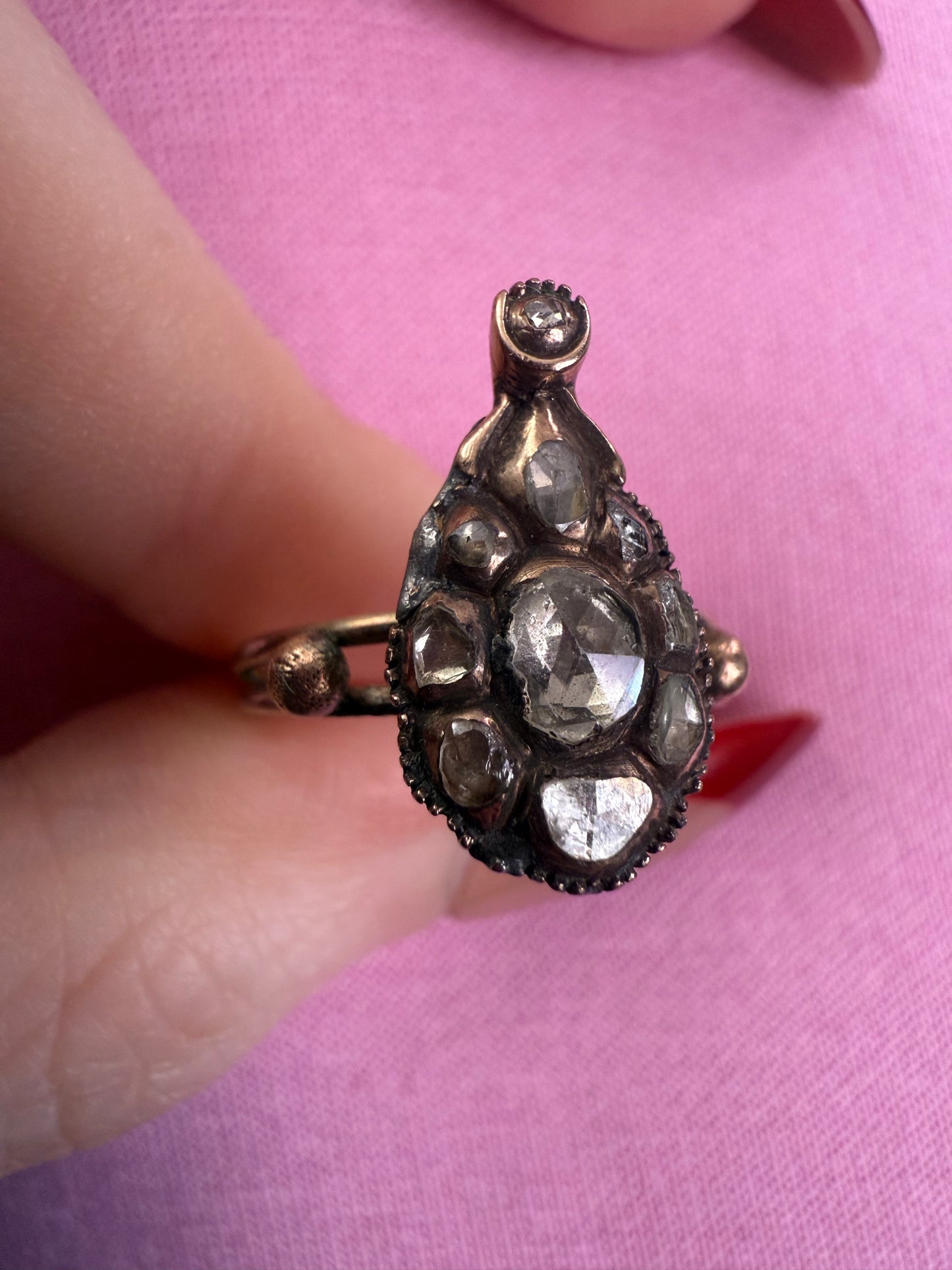 Iris Apfel's Antique Gold Georgian Diamond Teardrop Ring